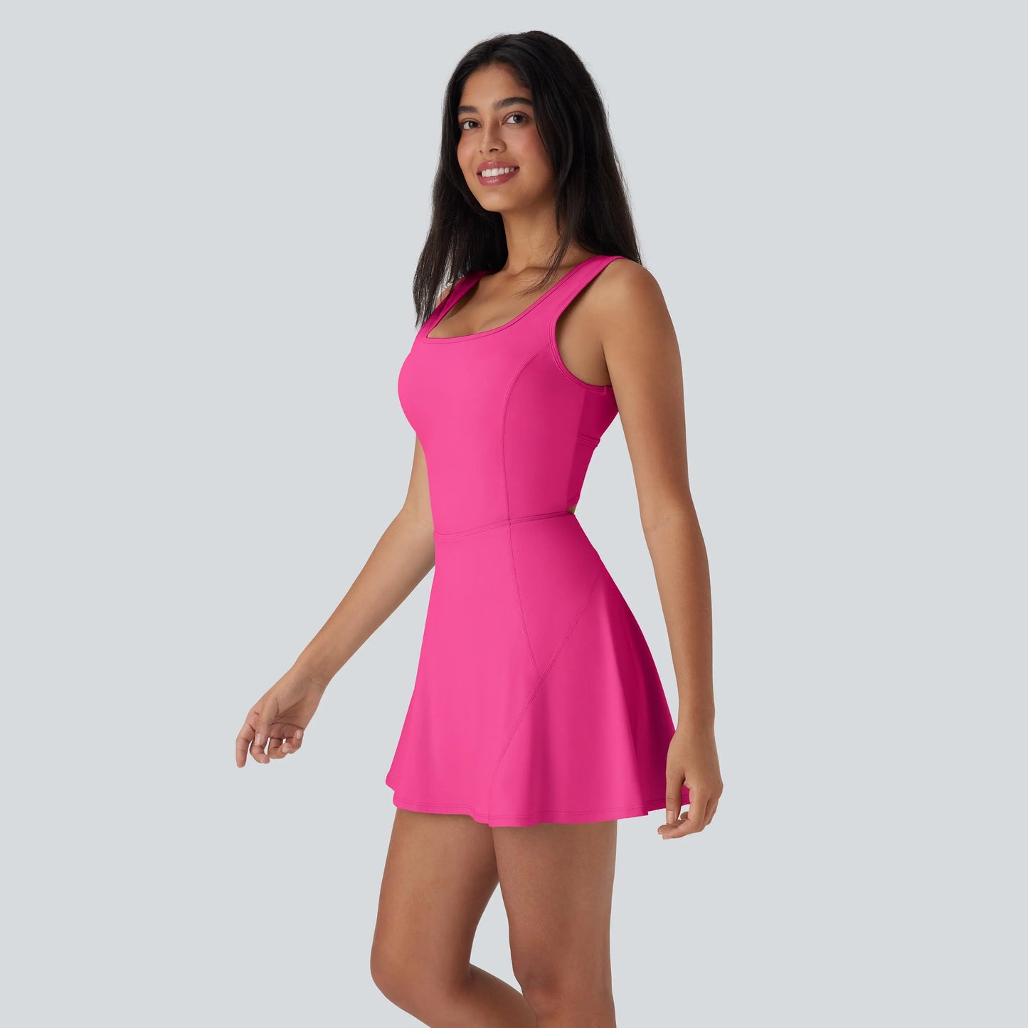 Halara SoftlyZero Airy U Neck 2-in-1 Pocket Mini Dress