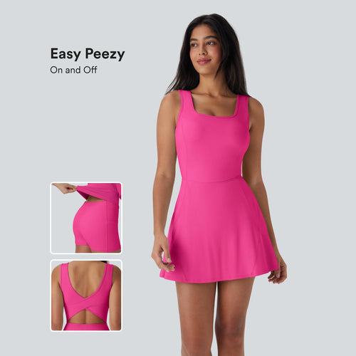 Halara SoftlyZero Airy U Neck 2-in-1 Pocket Mini Dress